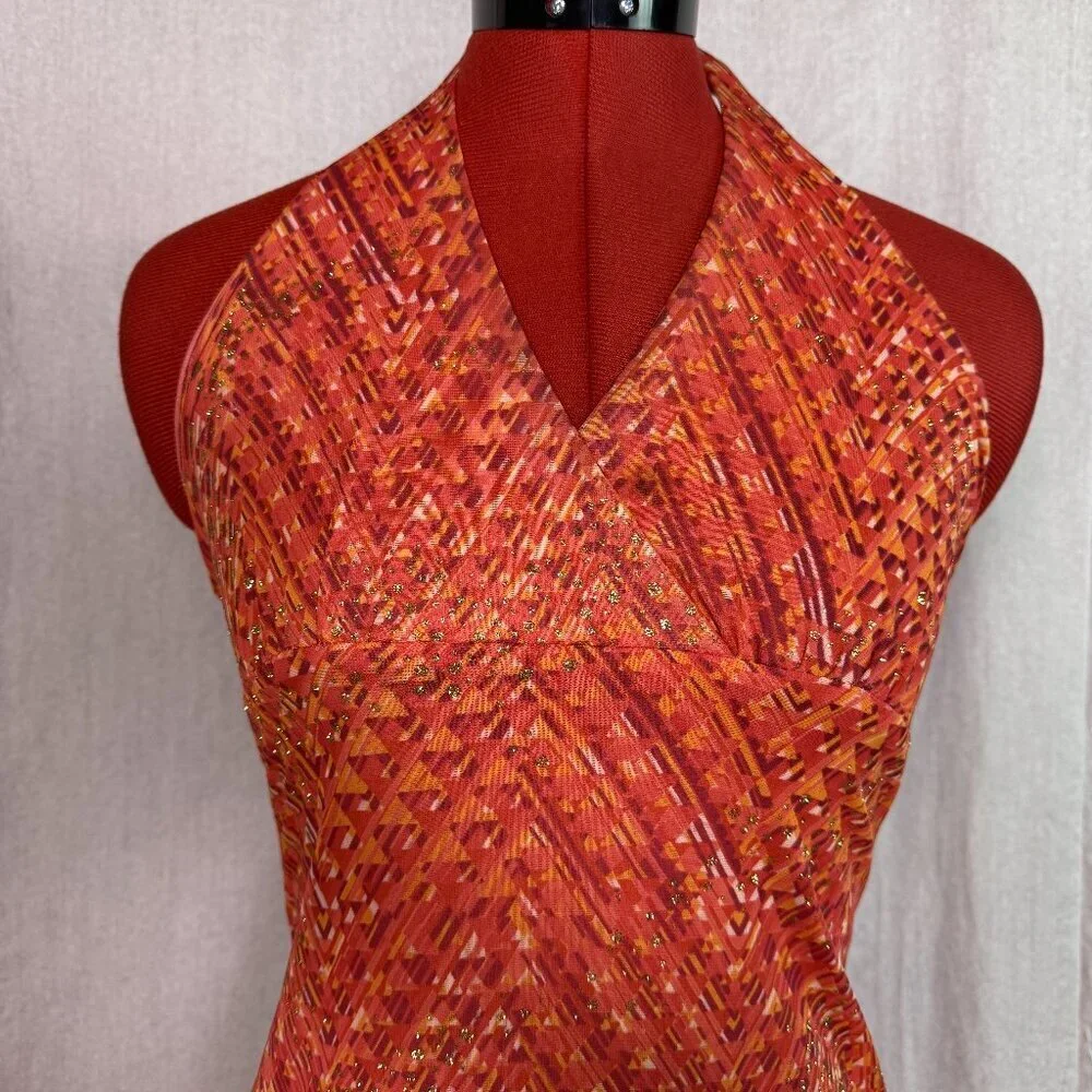 My Michelle Womens Dress Size S Hi Low Geometric print Sleeveless Open Back E425 - Picture 3 of 13